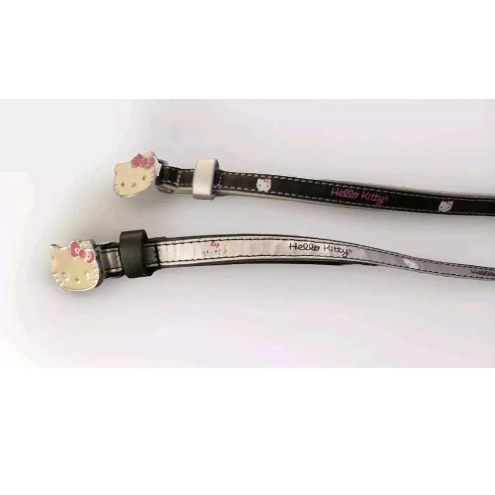 Vintage Hello Kitty Sanrio Skinny Black Silver Pink Belt Retro Lot 2 Y2k Youth M